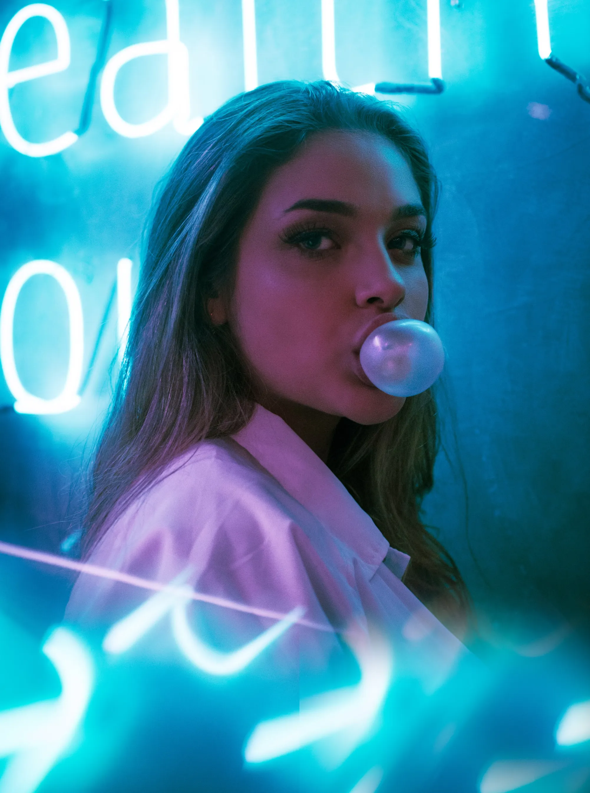 08 technology company branding neon girl