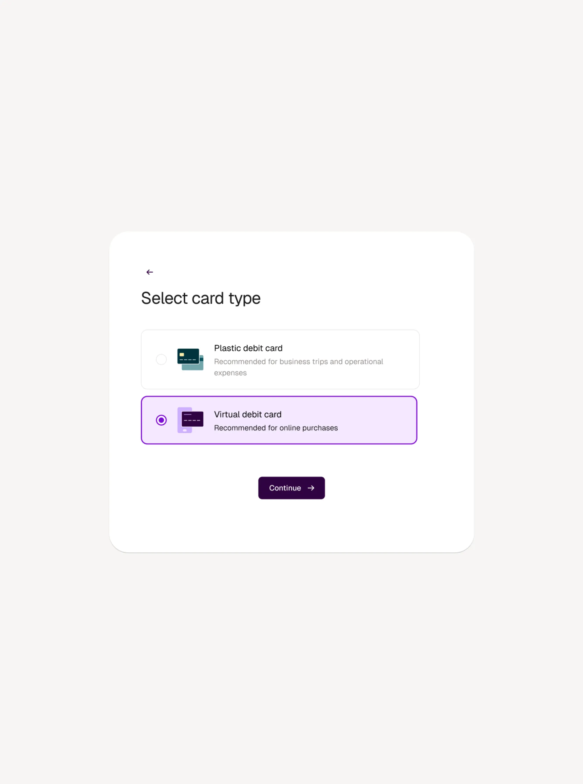04 fintech expense app card selection